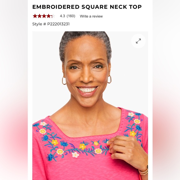Talbots Tops - Talbots embroidered square neck top. NWT. Retail 59.50
